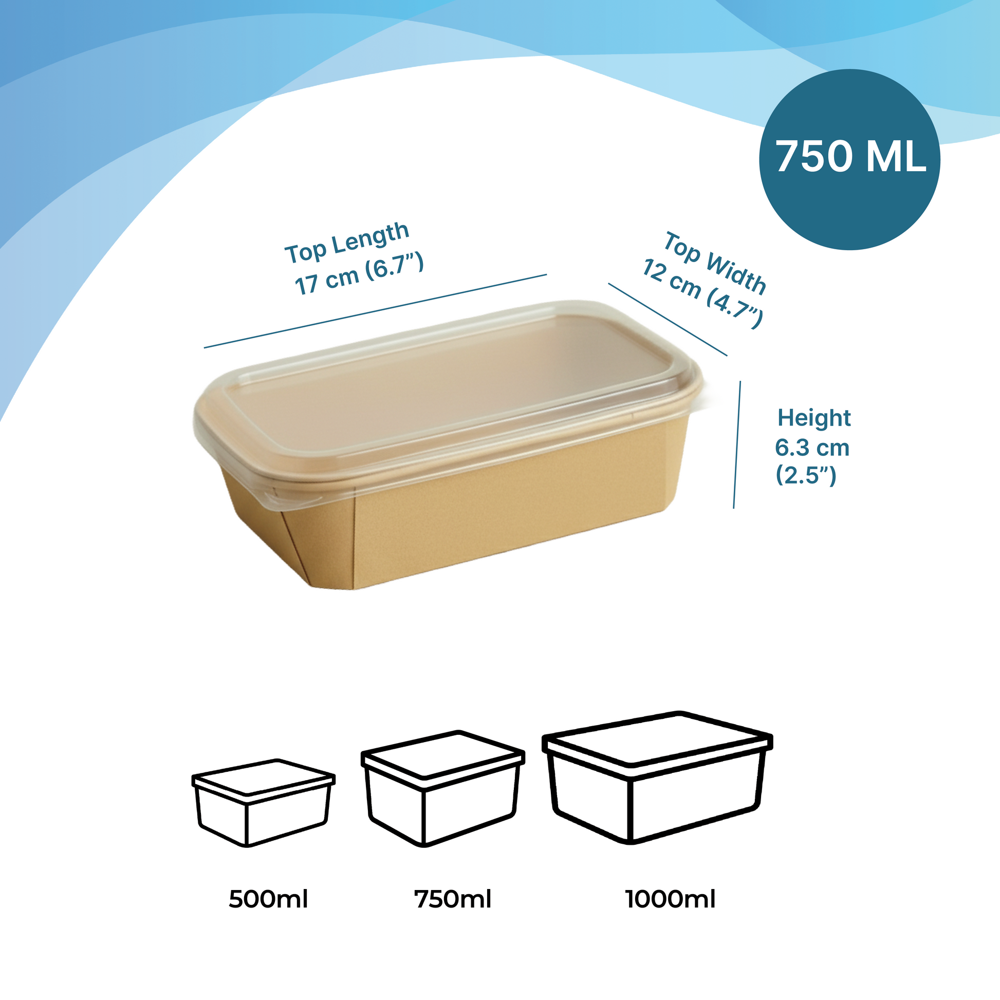 Disposable Rectangular Paper Container With Lid - Kaagat