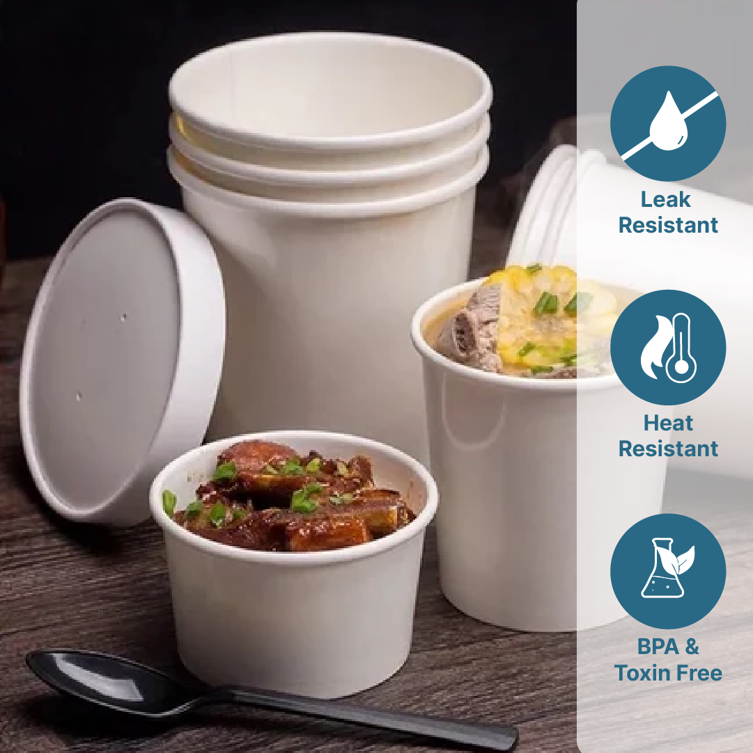 Disposable Paper Container With Lid