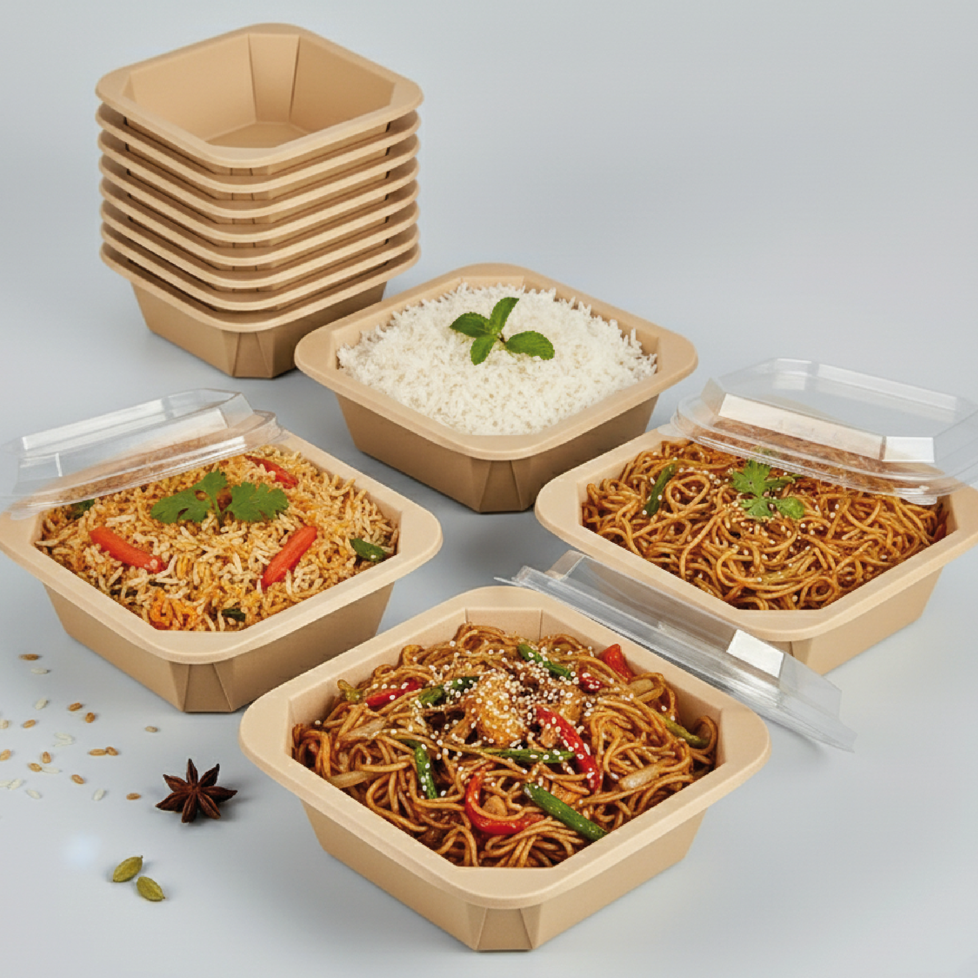 Octagon Disposable Bowls With Lid - Kaagat