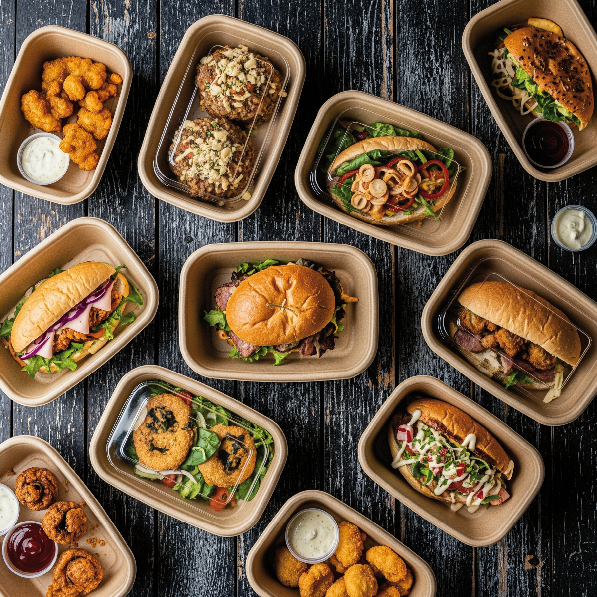 Disposable Rectangular Paper Container With Lid - Kaagat