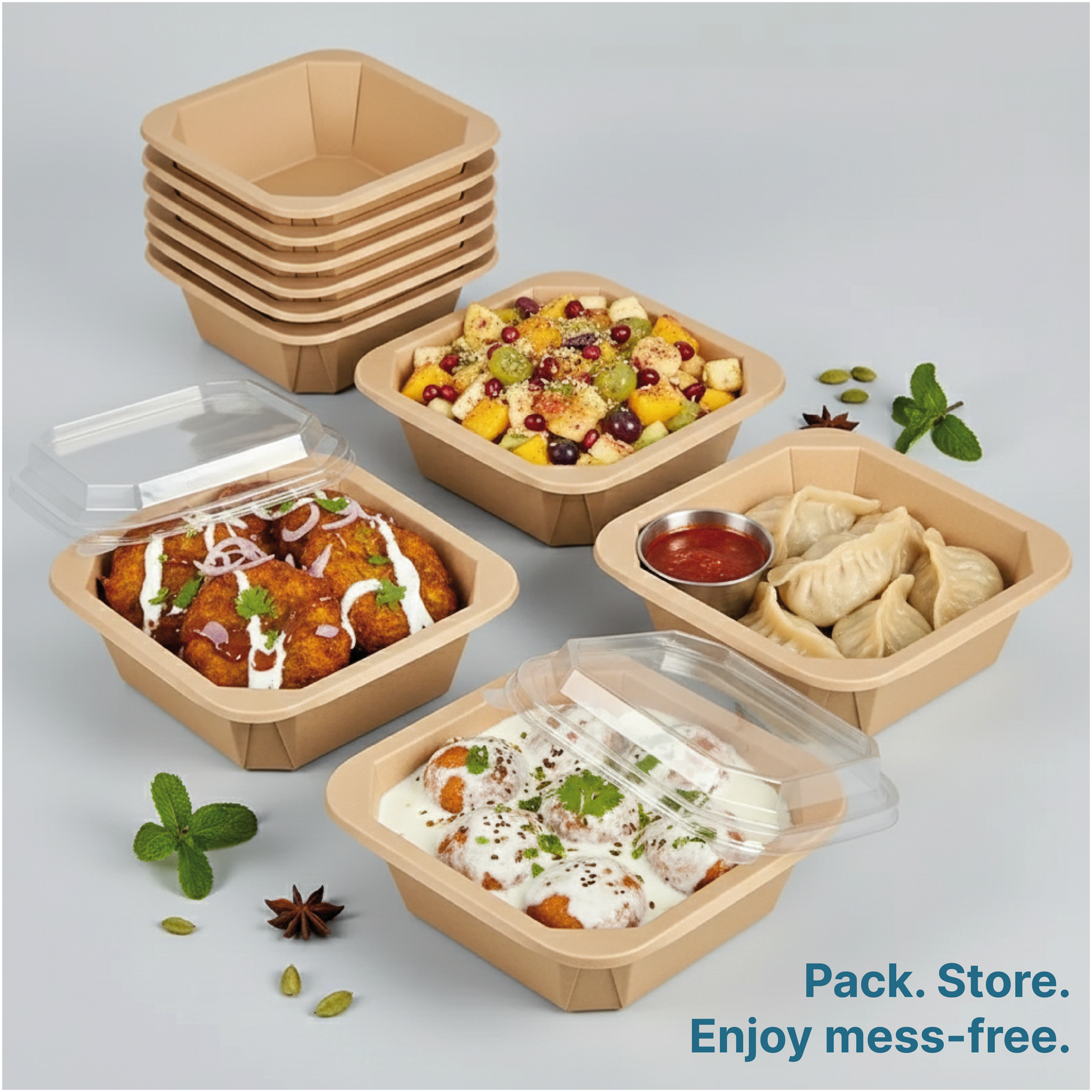 Octagon Disposable Bowls With Lid - Kaagat