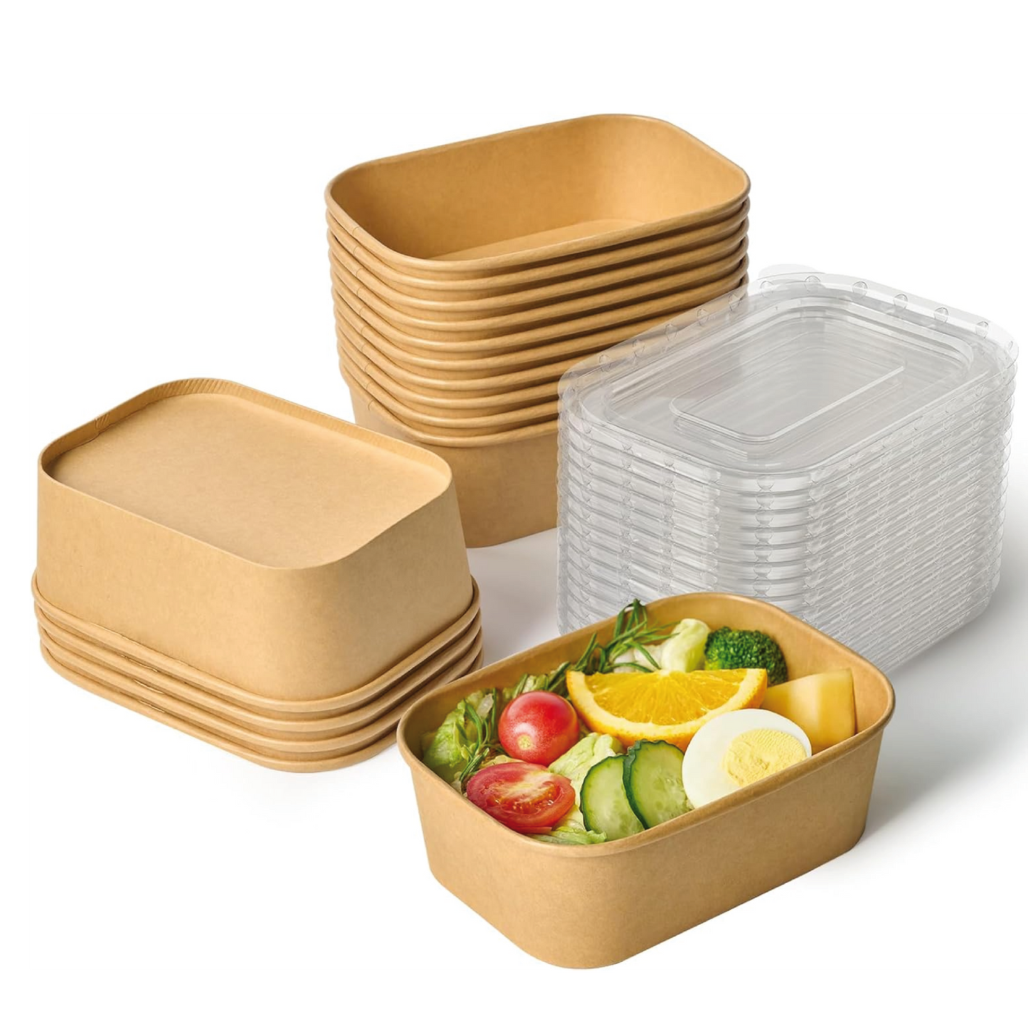 Disposable Rectangular Paper Container With Lid