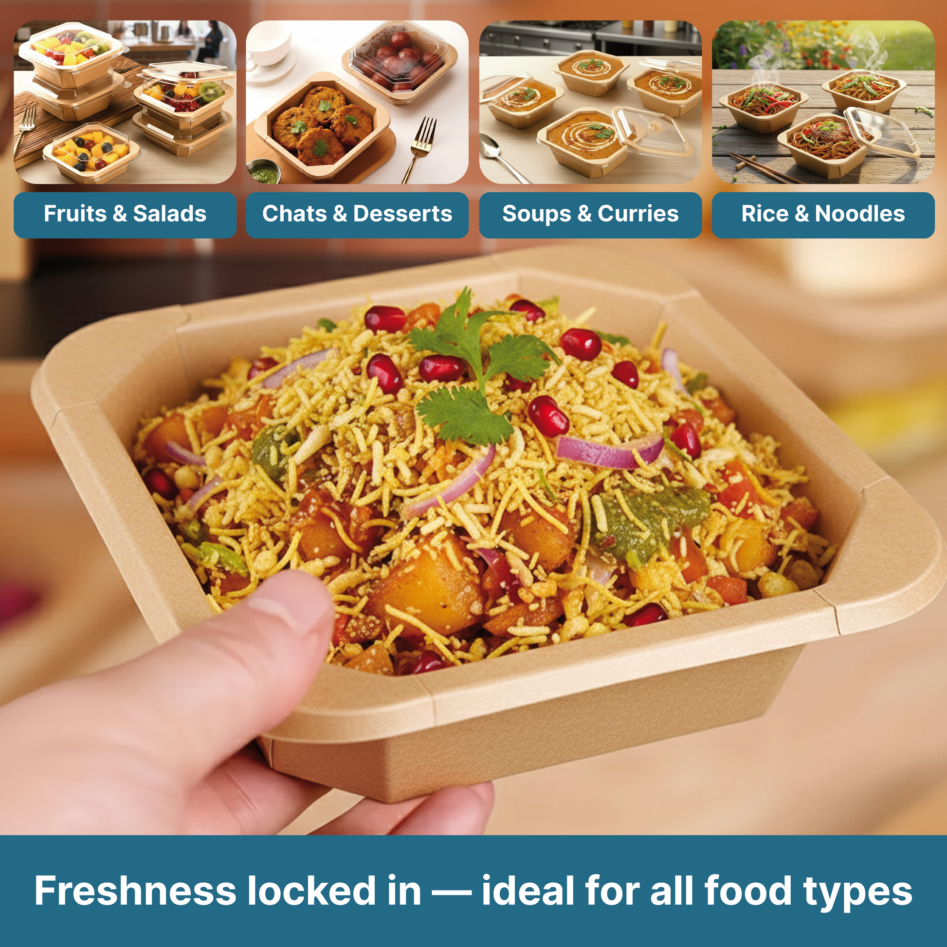 Octagon Disposable Bowls With Lid - Kaagat