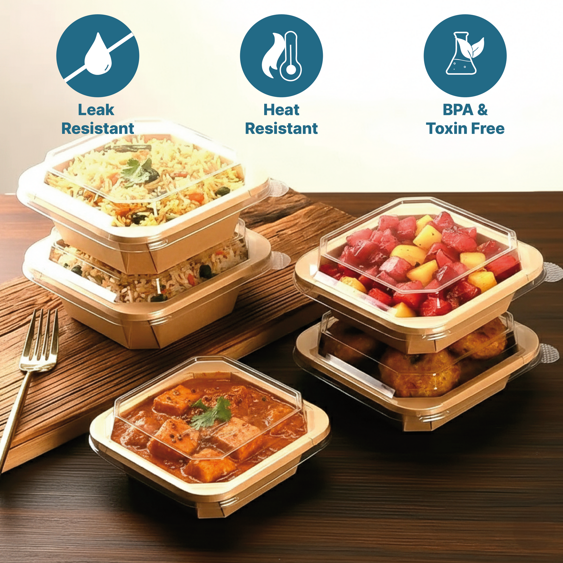 Octagon Disposable Bowls With Lid - Kaagat