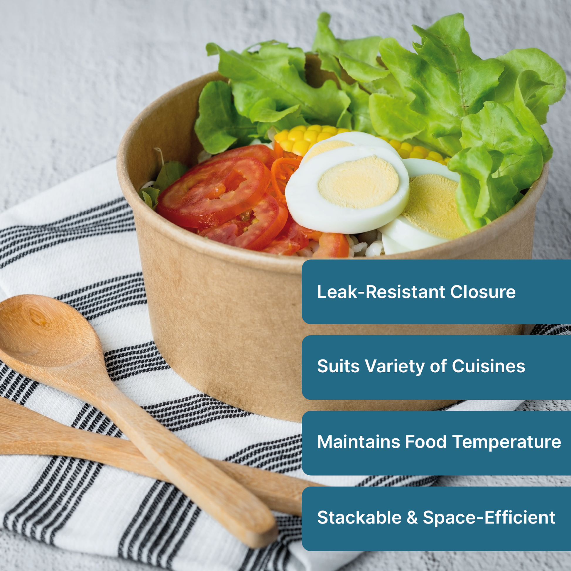 Disposable Round Paper Container With Lid - Kaagat