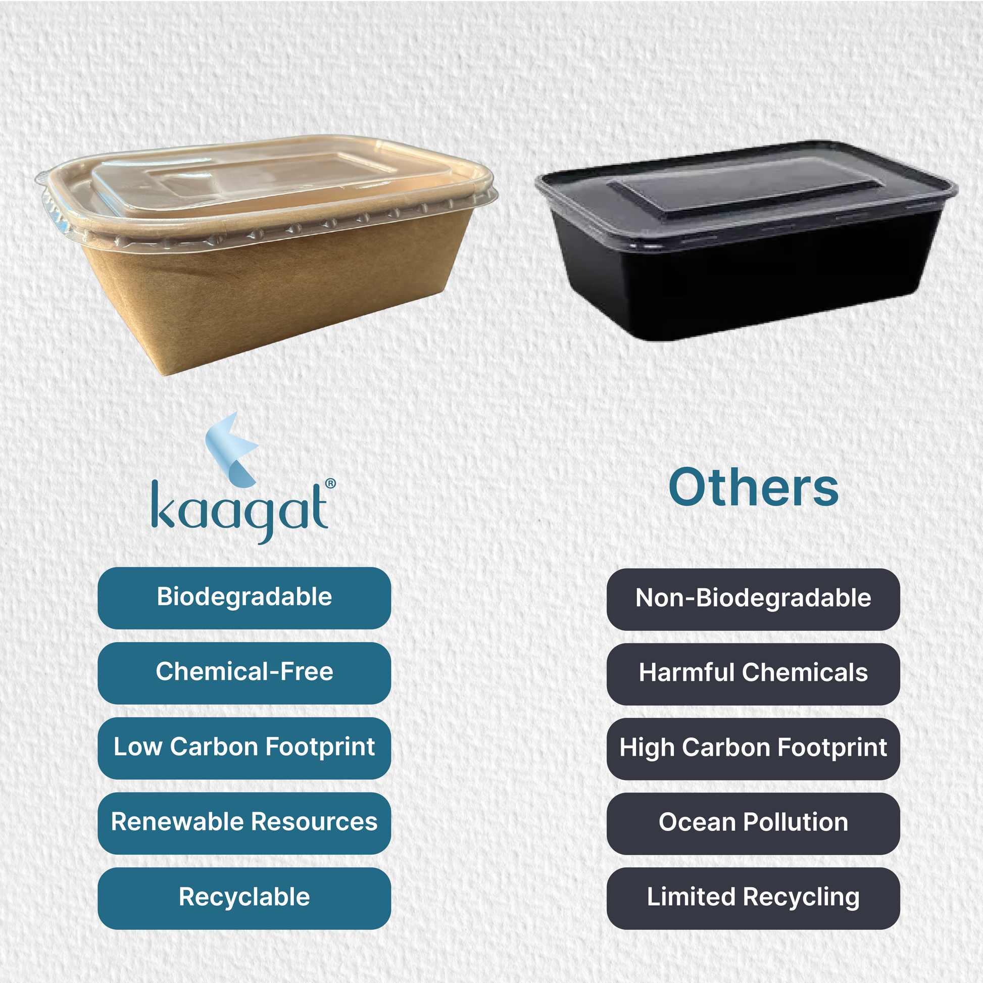Disposable Rectangular Paper Container With Lid - Kaagat