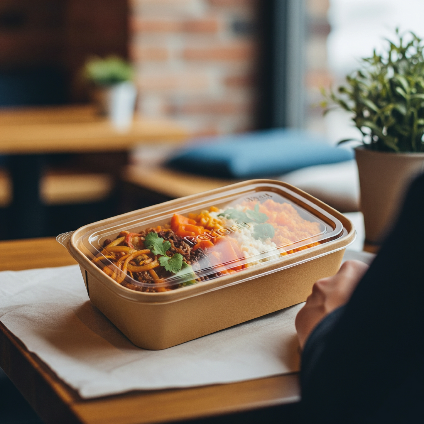 Disposable Rectangular Paper Container With Lid