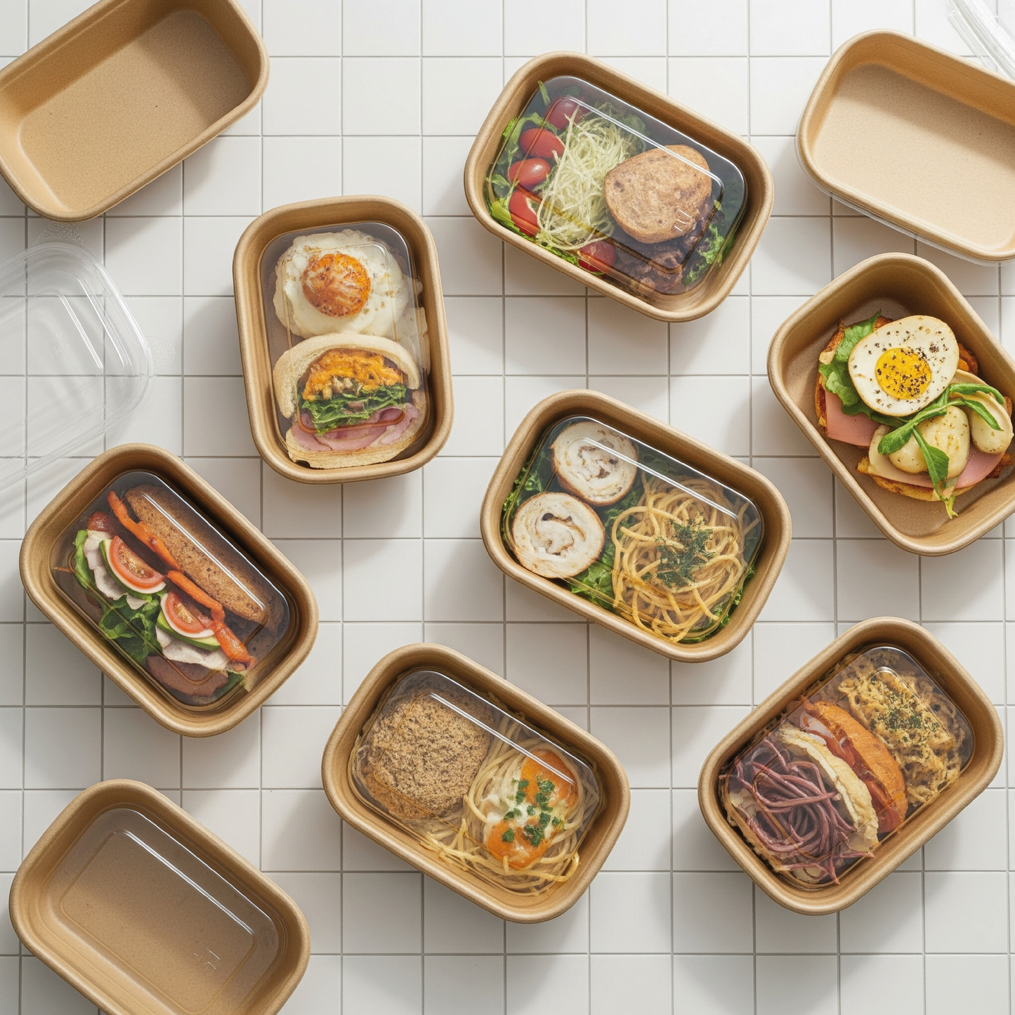 Disposable Rectangular Paper Container With Lid