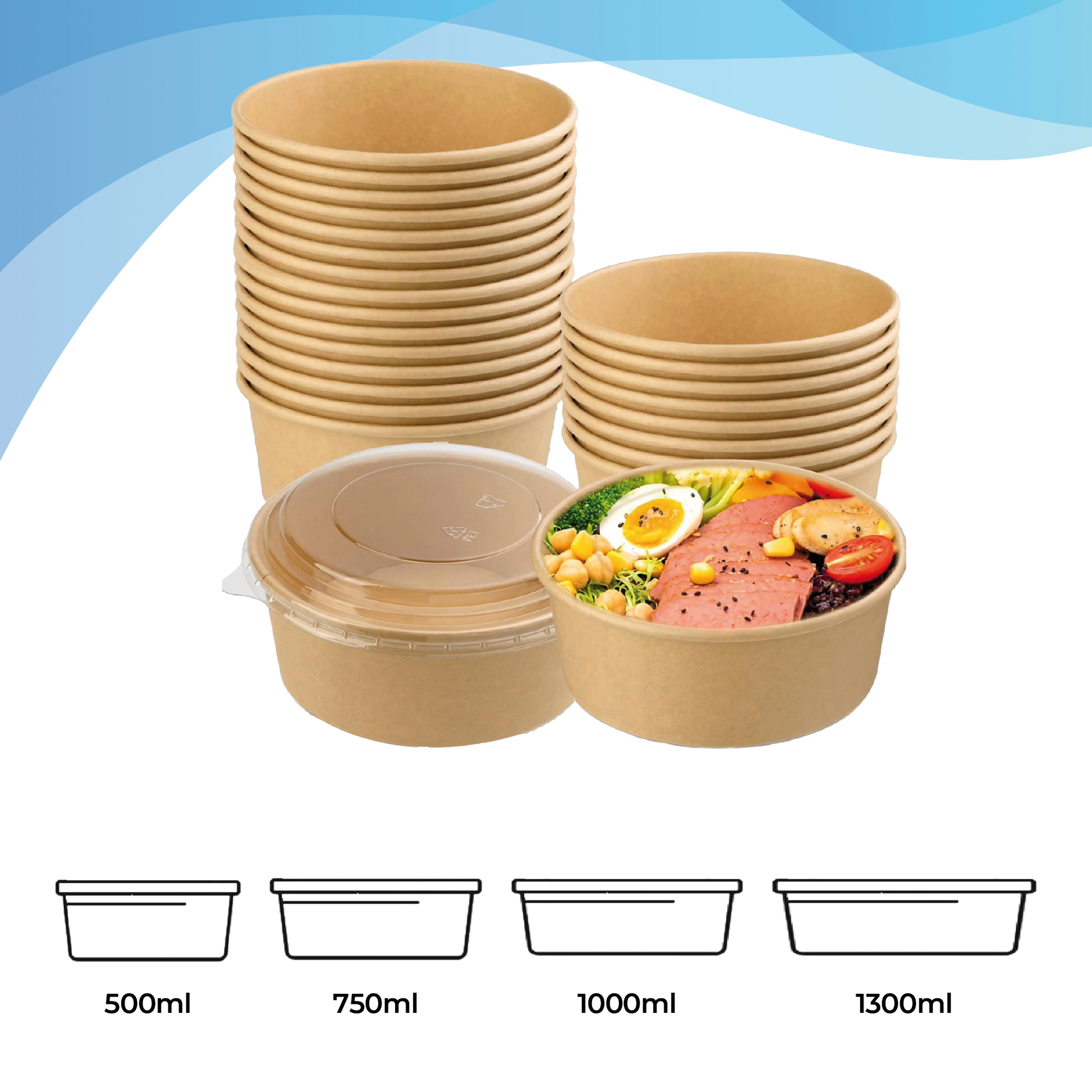 Disposable Round Paper Container With Lid - Kaagat