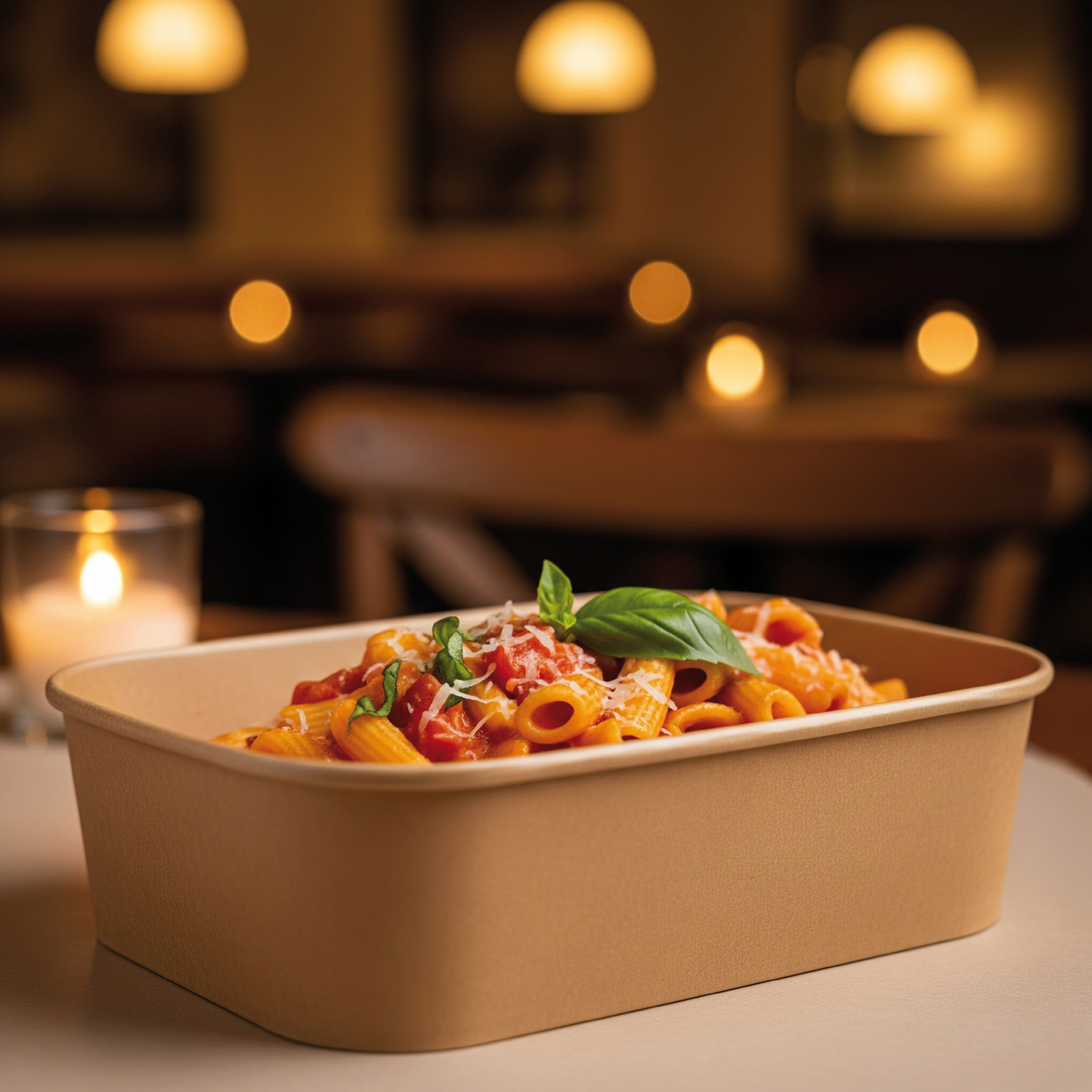 Disposable Rectangular Paper Container With Lid