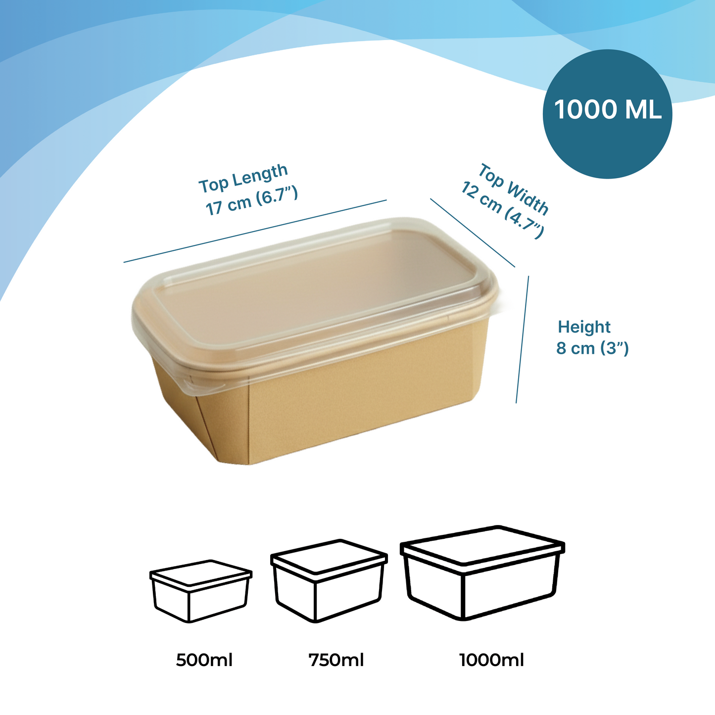 Disposable Rectangular Paper Container With Lid - Kaagat