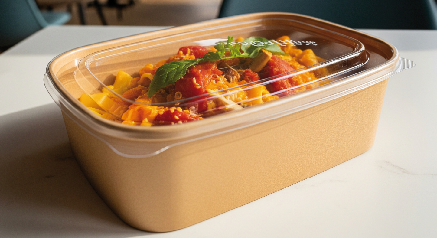 Disposable Rectangular Paper Container With Lid