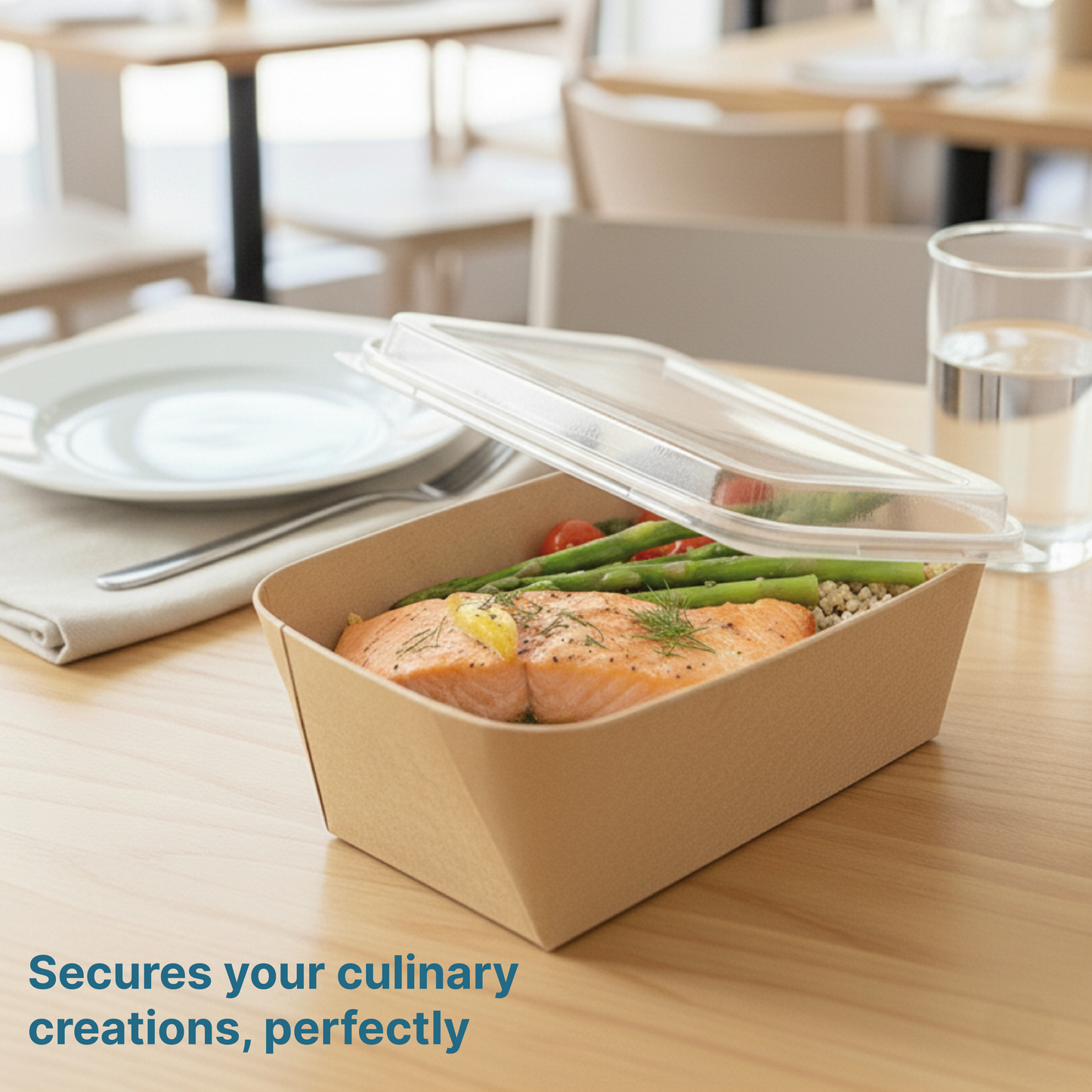 Disposable Rectangular Paper Container With Lid - Kaagat