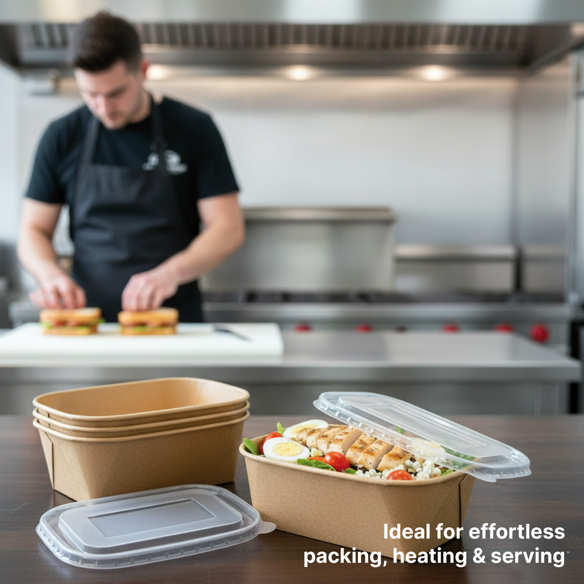 Disposable Rectangular Paper Container With Lid - Kaagat