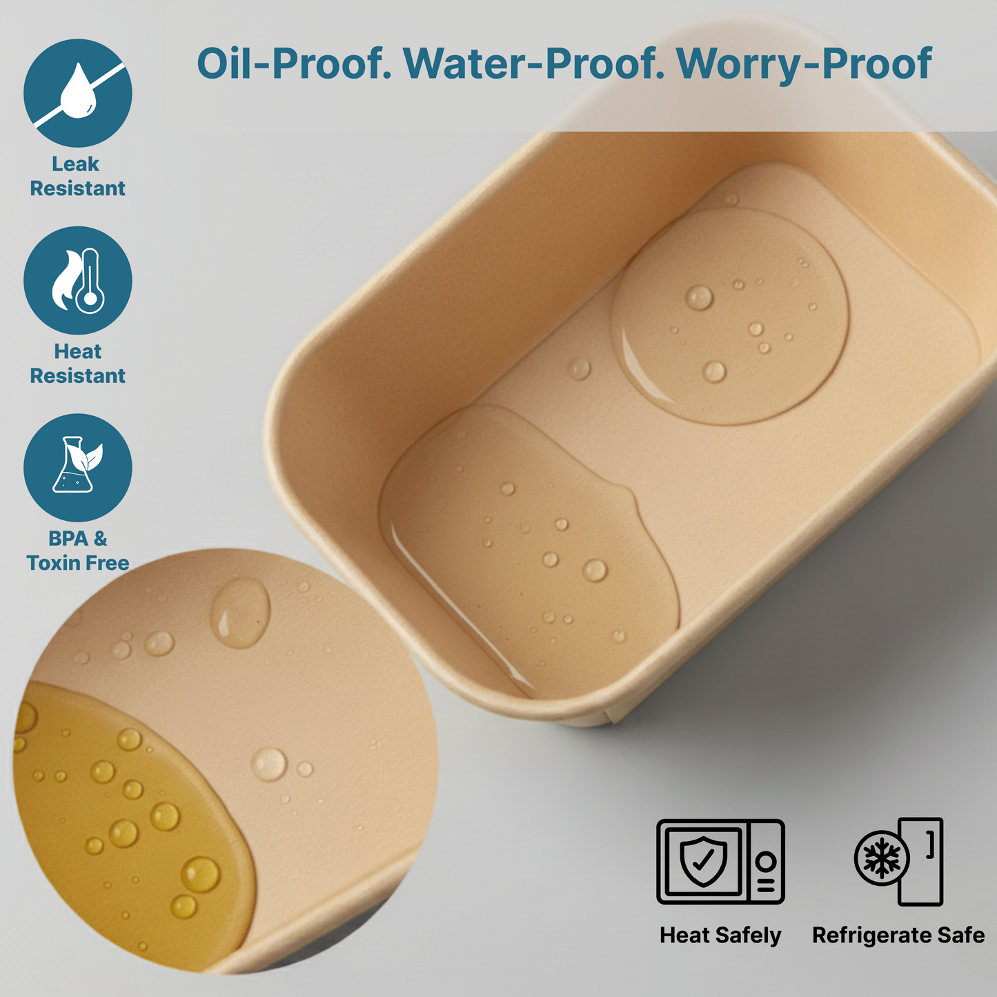 Disposable Rectangular Paper Container With Lid - Kaagat